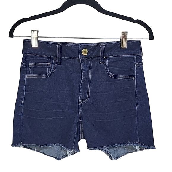 American Eagle Hi-Rise Shortie, Dark Wash Jean Shorts, Women's 4 - Picture 1 of 10